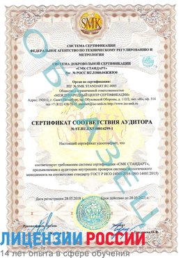 Образец сертификата соответствия аудитора №ST.RU.EXP.00014299-1 Волгоград Сертификат ISO 14001